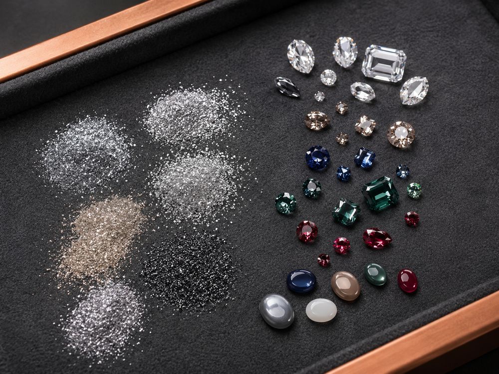 Mineralstaub und Swarovski Kristall