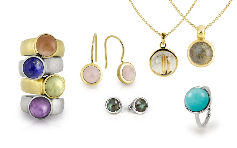 Cabochon-Schmuck mit farbigen Edelsteinen