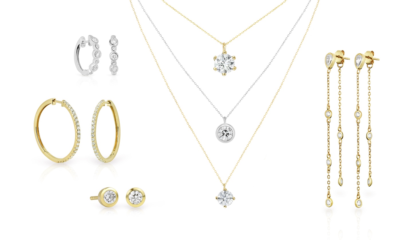 Silberschmuck mit synthetischen Diamanten
